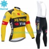Fietskleding (Fietsshirt Lange Mouw + Lange Koersbroek) 2020 Team Jumbo-Visma N001 Winter Thermal Fleece